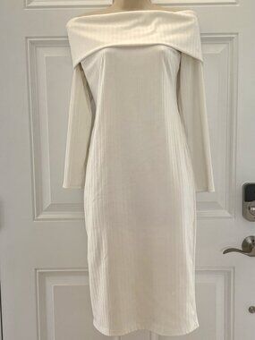 NEW Off Shoulder White Ribbed Dress by Premier Amour